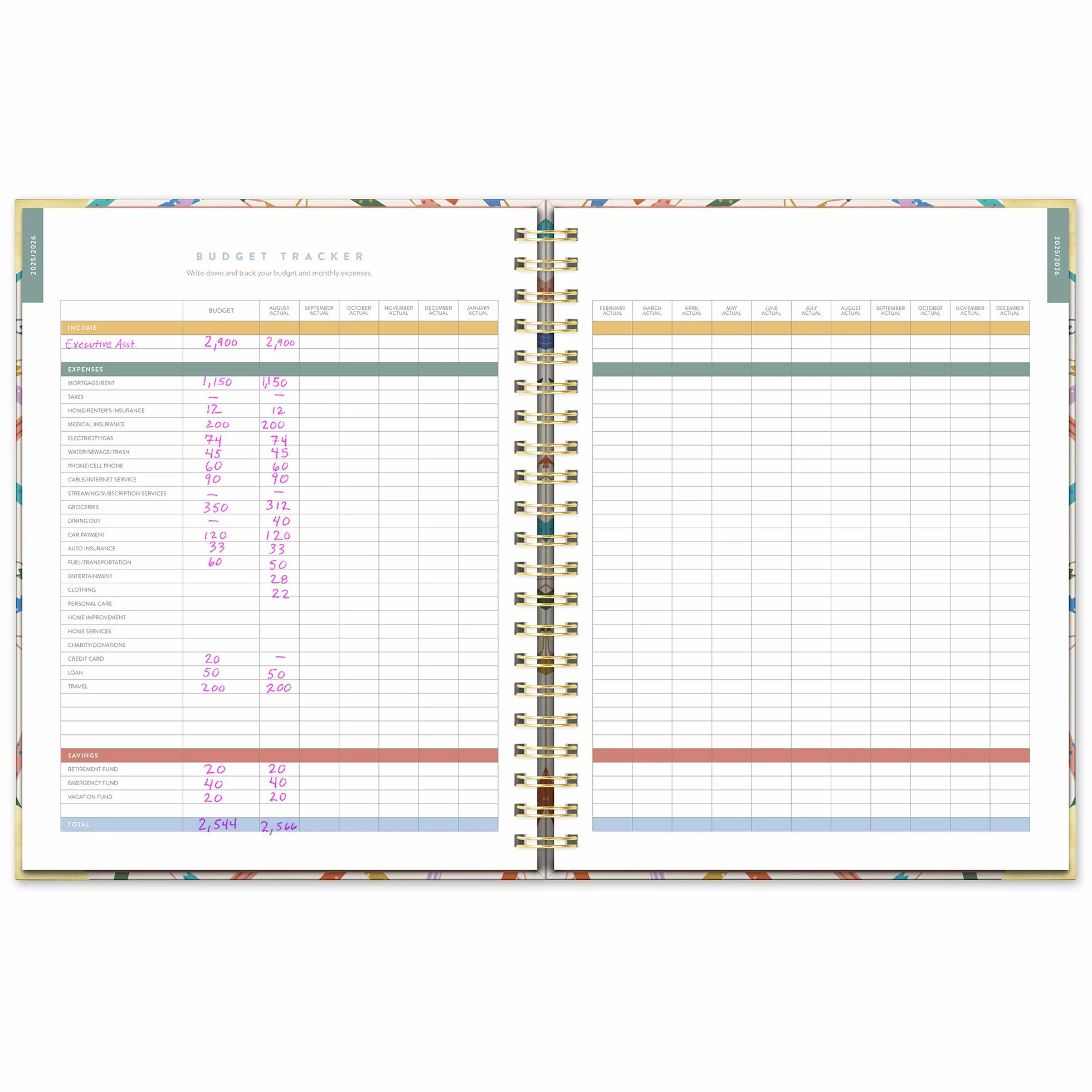 Orange Circle Studio Agenda 2026, per segnare il tuo segno, agenda a spirale extra large Deluxe, settimanale e mensile, per scuola o lavoro, appuntamenti, budget e traguardi