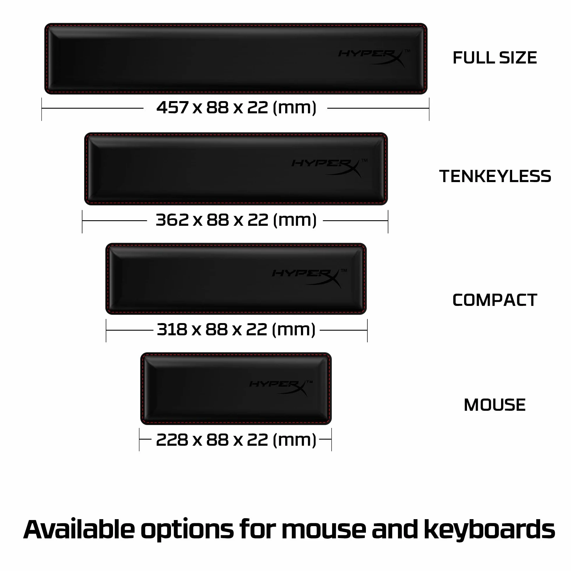 HyperX Poggiapolsi Compatto per Tastiere, Memory Foam con Gel, Anti-Scivolo, Ergonomico, Nero