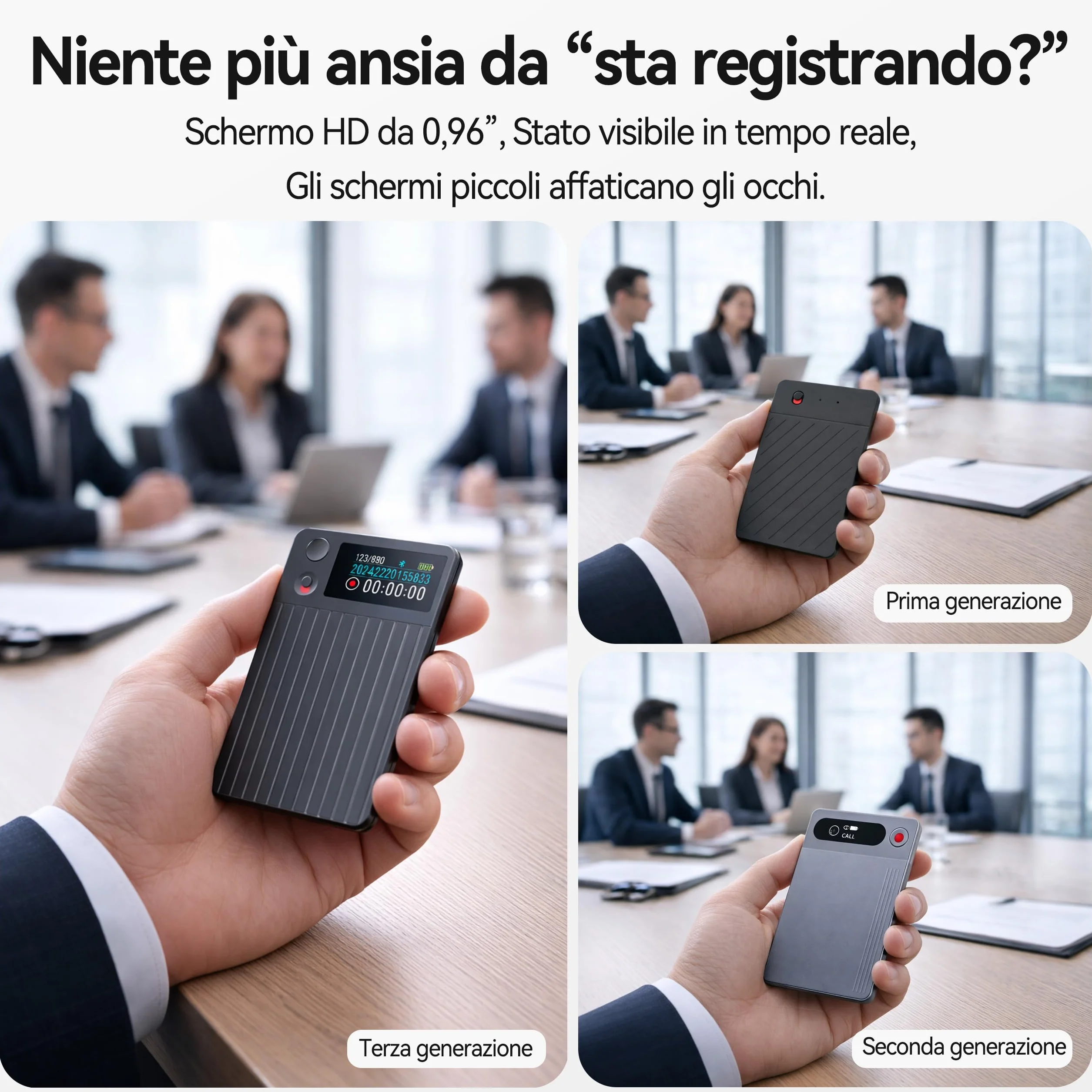 Registratore Vocale AI con Trascrizione e Riassunti AI Avanzati, 1200 Minuti al Mese, Audio HD, con Custodia, per Riunioni di Lavoro, Lezioni e Chiamate, Regalo per Professionisti e Studenti