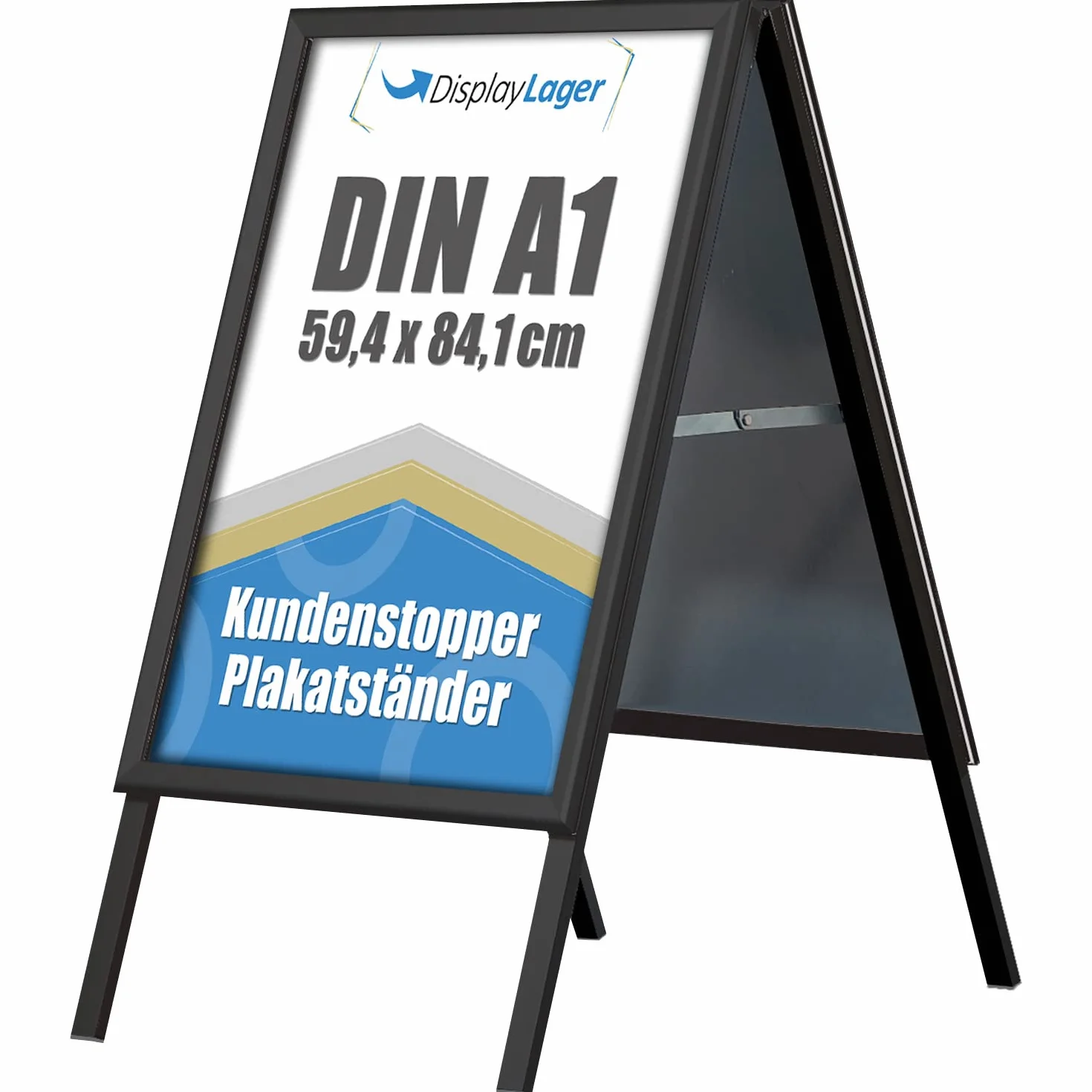 DisplayLager - Supporto per Poster, Formato A1 (Bifacciale), Alluminio, Argento, Alu-Line - Cavalletto Espositore Pubblicitario… (Nero, A1)