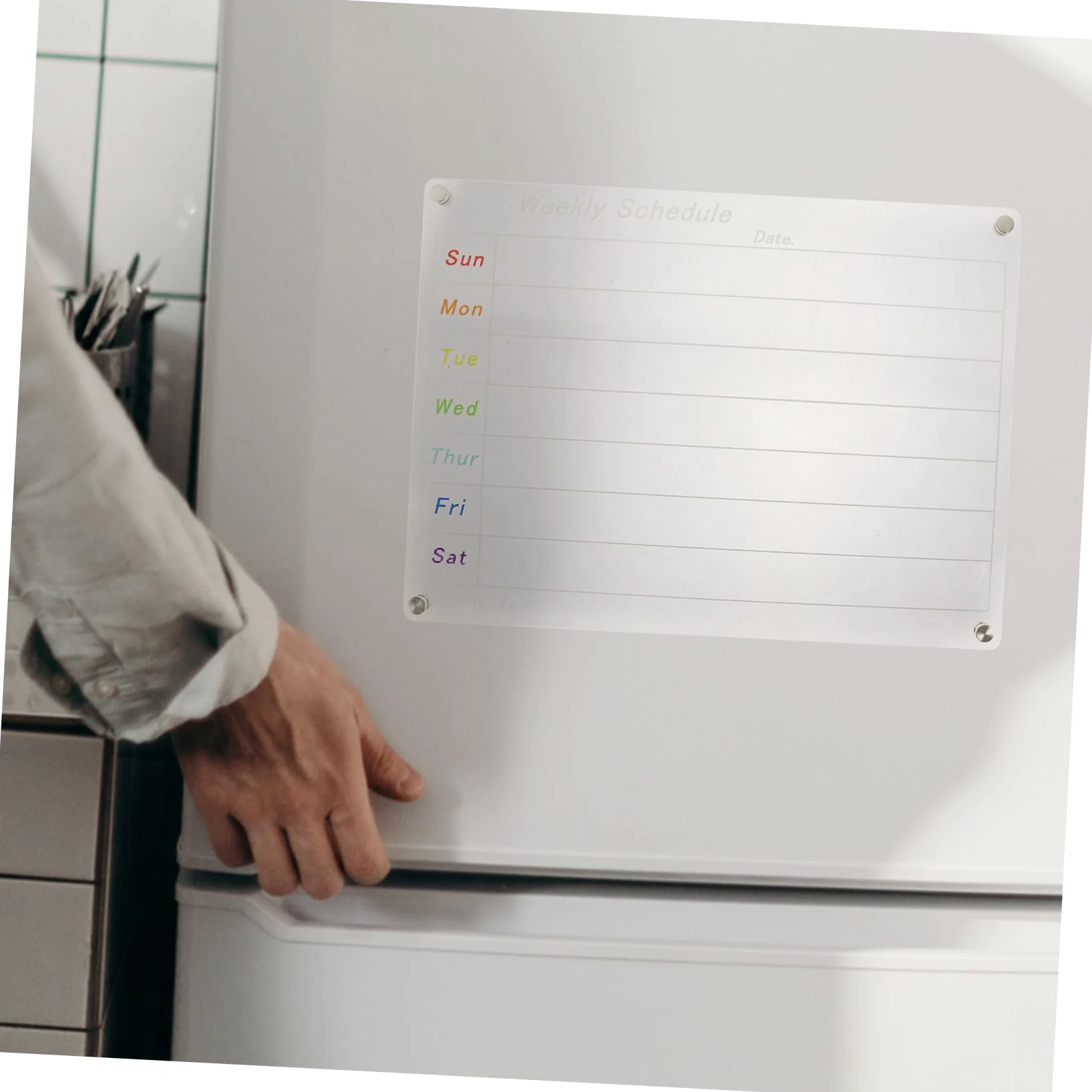 NUOBESTY Lavagna Magnetica Trasparente Per Frigorifero Pianificatore Settimanale Cancellabile Acrilico Lavagna Da Cucina Per Organizzazione e Promemoria Design Magnetico Per Superfici Lisce
