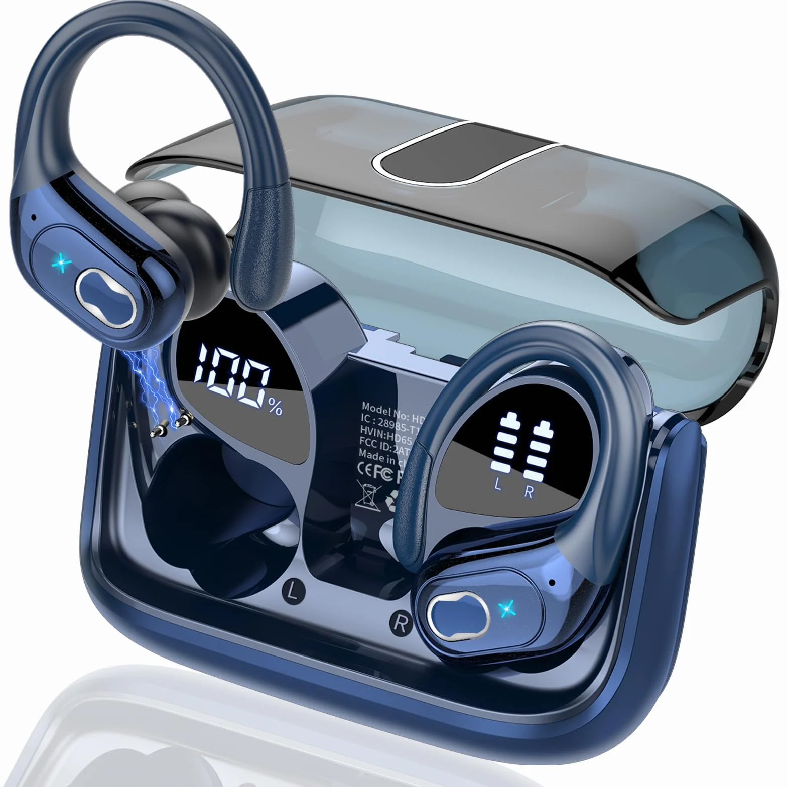 AI Cuffie Traduzione, 3 in 1 Bluetooth 5.4 Auricolari Traduzione con 164 Lingue/6 Modalità di Traduzion, 75 Ore Cuffie Traduttori Istantanei con APP, Auricolare bluetooth per Viaggi/Affari, Blu