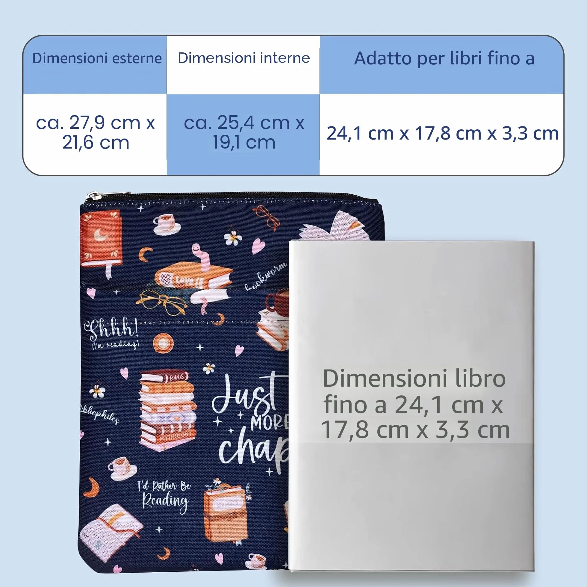 Custodia per libri con cerniera 27,9 x 21,6 cm Copertina per libro di brossura