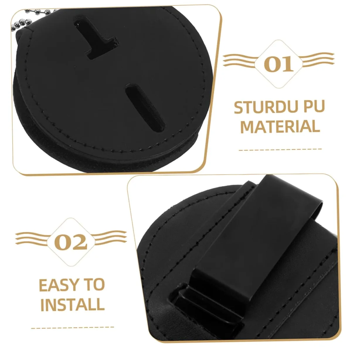 Porta Tesserino Pu Nero 2 Pezzi con Clip per Badge | Lega di Alluminio, Leggero e Resistente All'usura, Uso Quotidiano e Ufficio, per Carte e Documenti