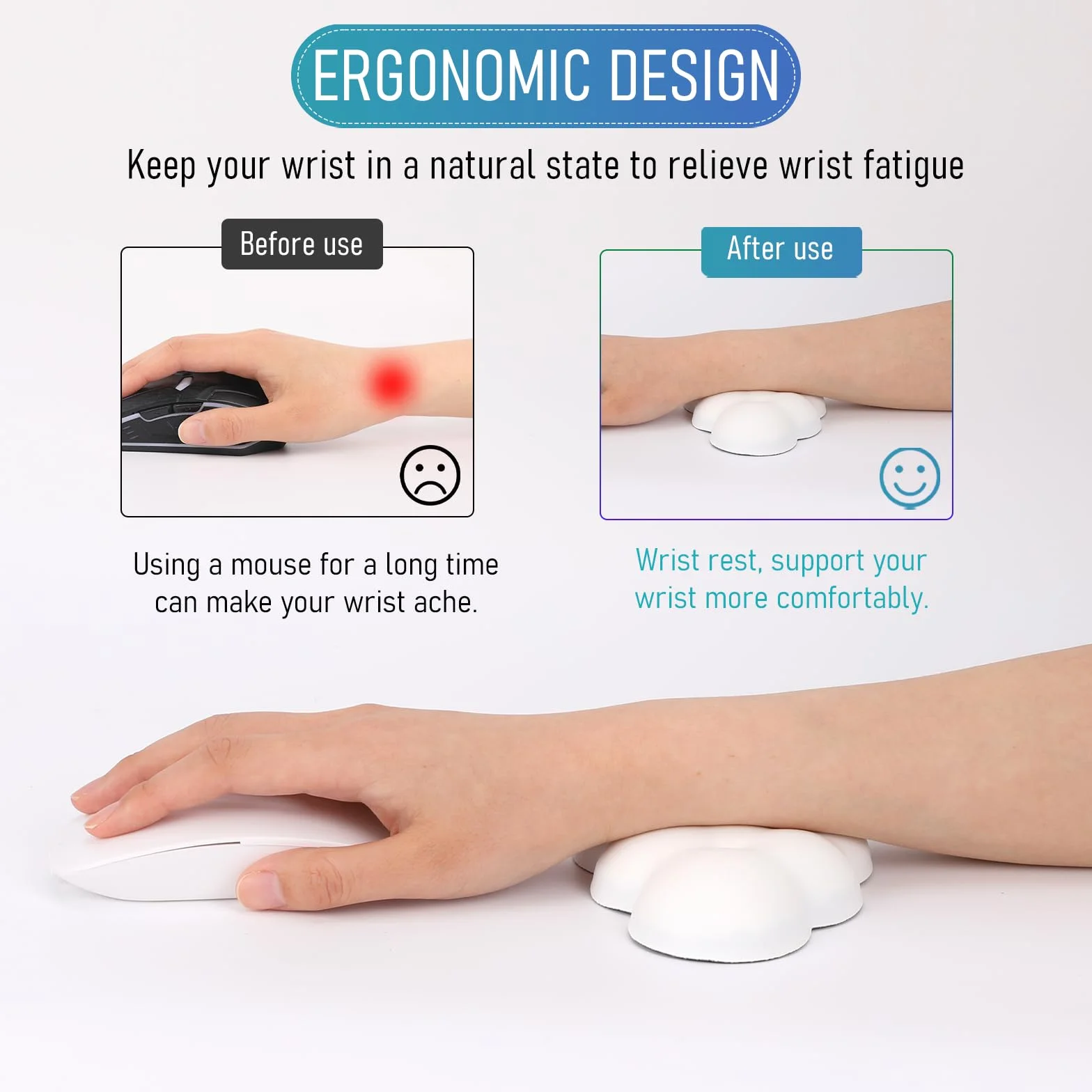 KALIONE Poggiapolsi per Mouse a Nuvola, Supporto per Polso Antiscivolo per Computer Desktop e Ufficio