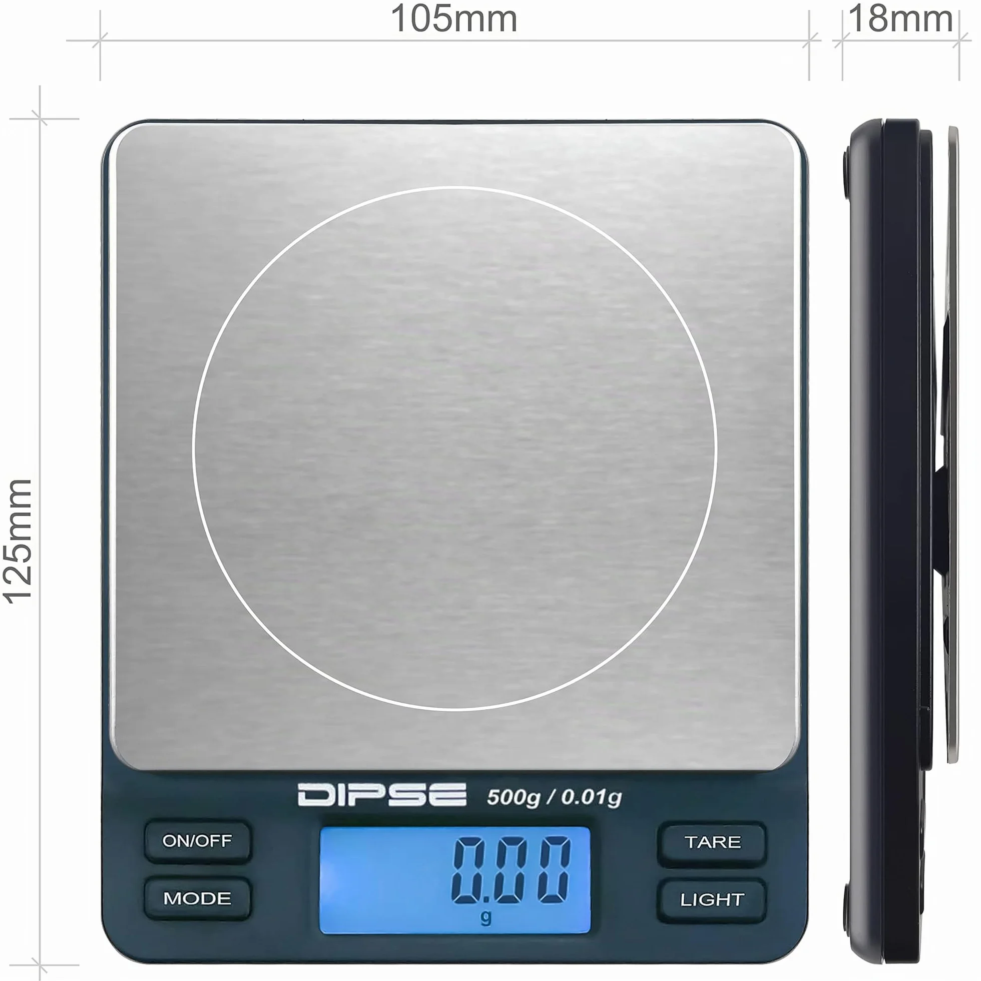 Digital Scales TP Series 500 g x 0,01 g High-Precision Pocket Gold Scales Extra-Large Weighing Surface