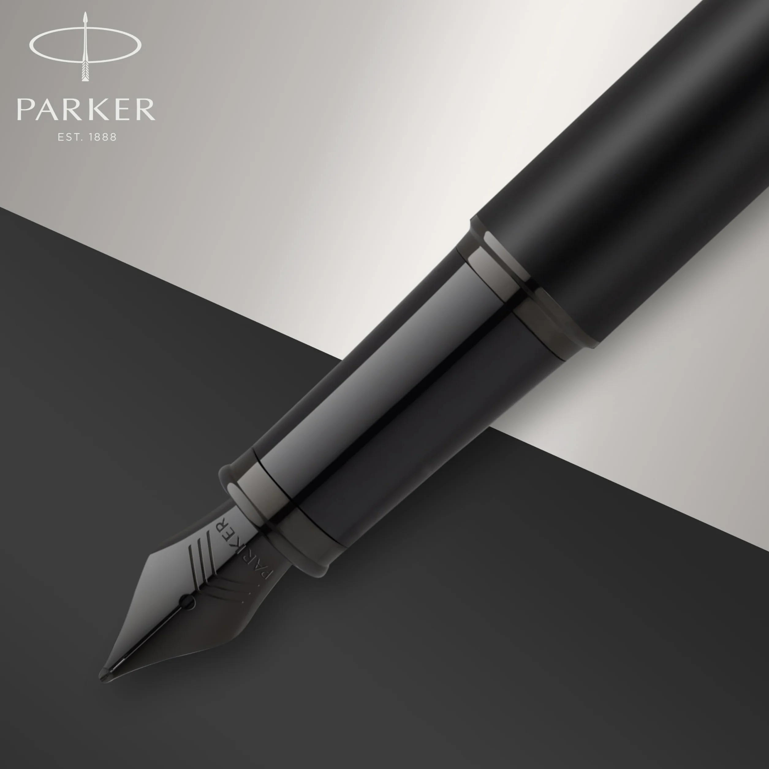 Parker IM penna stilografica, punta media, czarna matowa, zestaw upominkowy