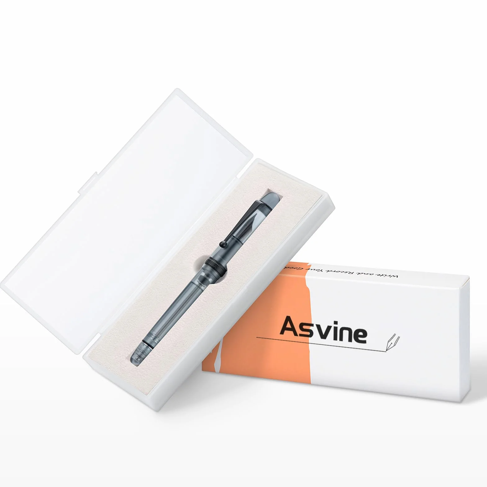 Asvine V126 Penna stilografica riempimento sottovuoto pennino fine acrilico nero opaco grande capacità custodia regalo