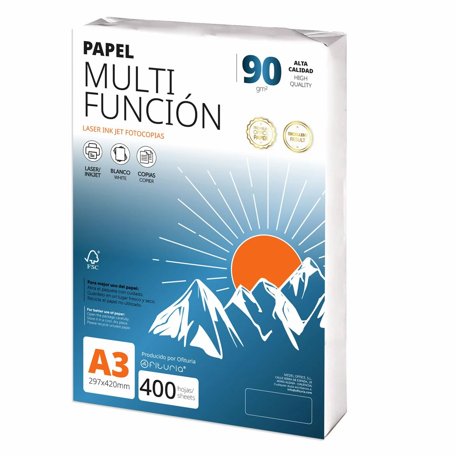 Fogli A3 90g 400 fogli, Carta Multiuso Stampante, Fogli per Progetti, Illustrazione, Lettering, Progetti Creativi Professionali, Carta A3 per Ufficio, Materiale Scolastico - Ofituria (90g, 400fogli)