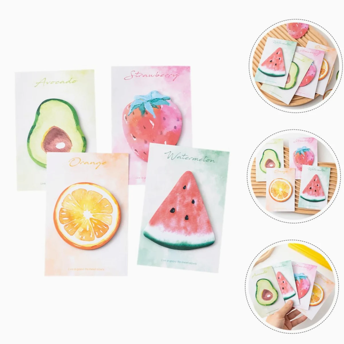 HOMSFOU 5 Pezzi 8 Note adesive a forma di frutta colorato divertente pastiglie adesivi per note multifunzione adesivi promemoria portatili blocchi note autoadesivi Carta