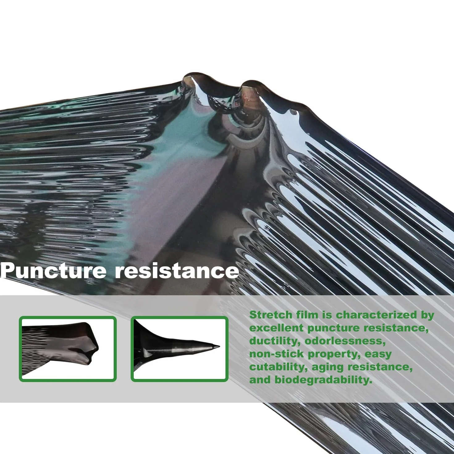 Pellicola estensibile nera per traslochi e imballaggi, 38,1 cm x 304,4 m, pellicola in plastica di protezione ad alta resistenza, 60 gauge (15μm) (4 rolle)