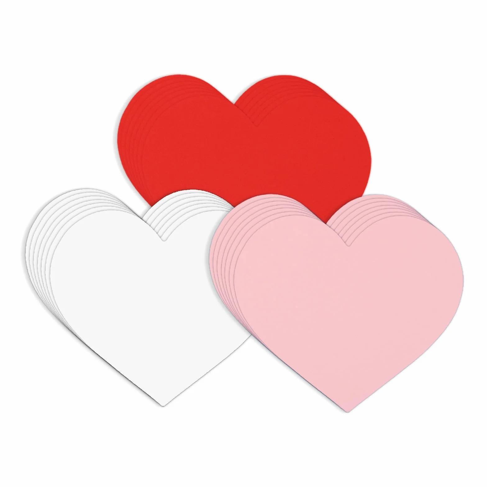 Ritagli di Carta a Forma di Cuore 15,3x13,2cm 3 Colori Grandi Fronte-Retro Cartoncino per Artigianato San Valentino Decorazione Bacheca