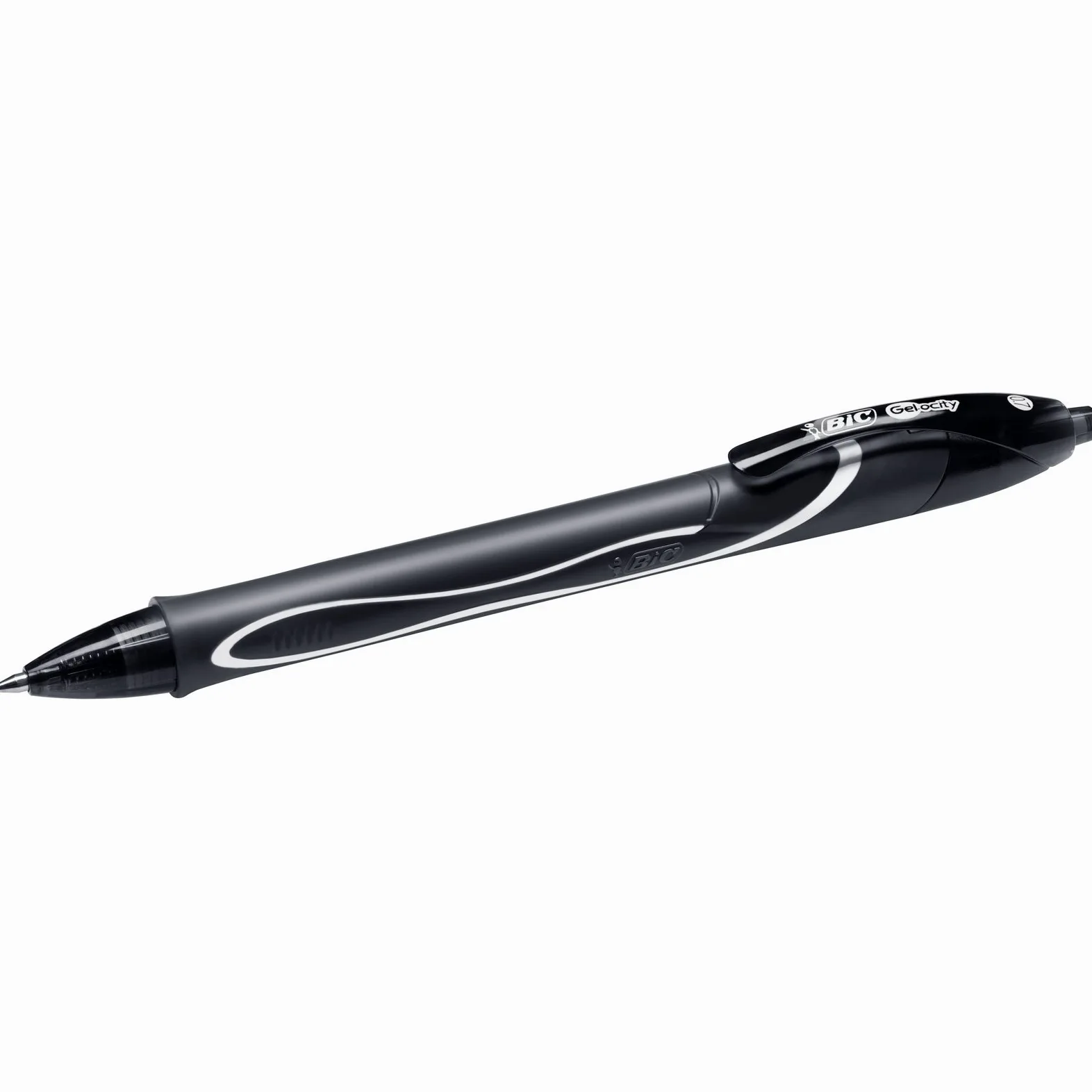 BIC Penne Nere Gel, Gel-ocity Quick Dry, Punta Media (0.7 mm), Confezione da 12 Penne + Quick Dry, Colore Blu, Punta Media (0.7 mm), Scatola da 12