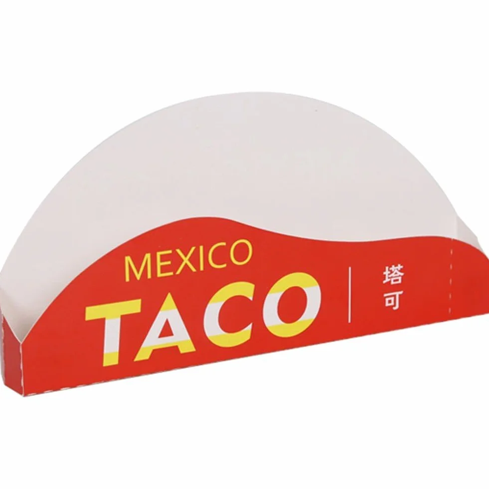 Carta Taco Scatola USA E Getta Asporto Scatola di Imballaggio Contenitore per Patate Fritte Vassoio di Cibo per Ristorante Messicano