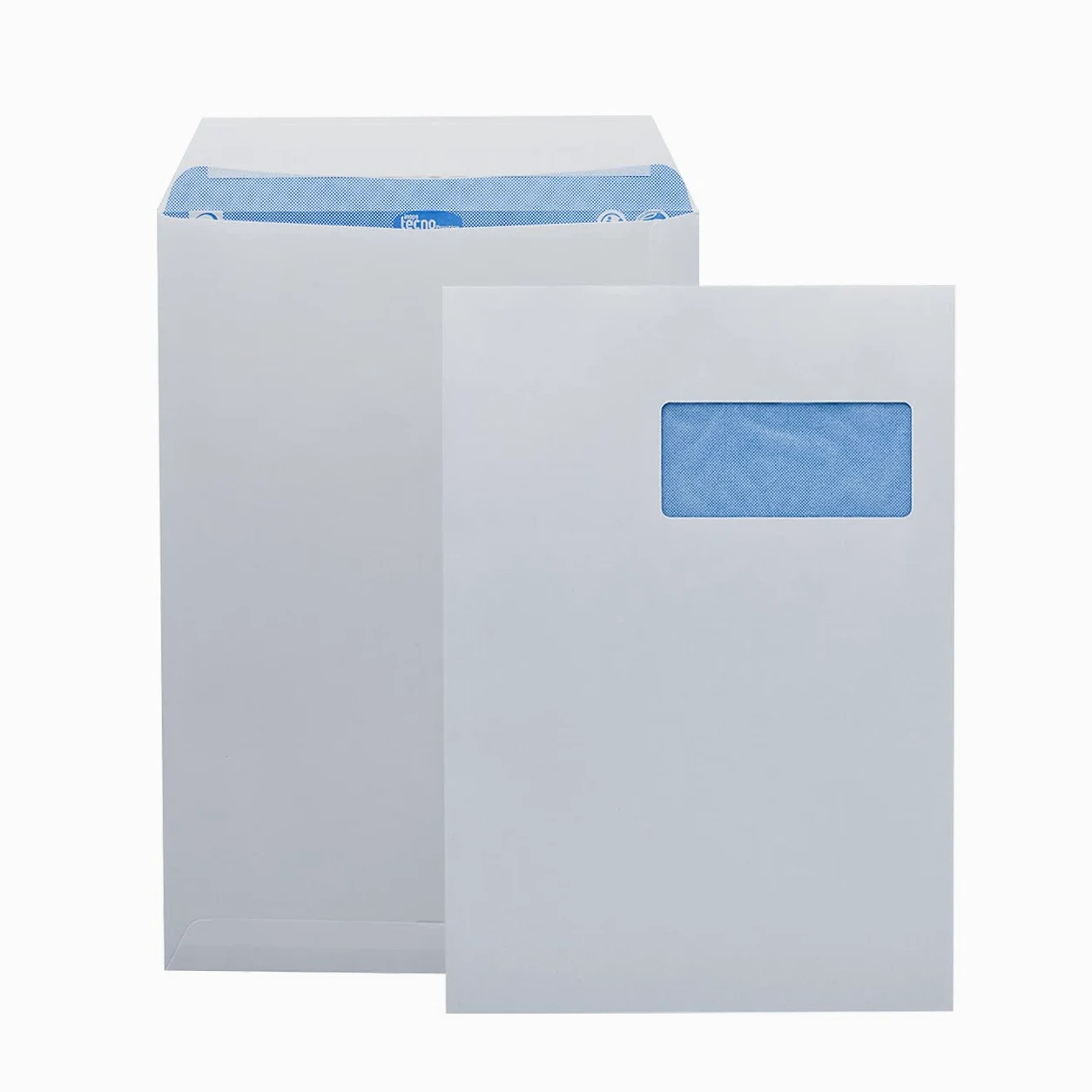 TECNO PRESTIGE, scatola da 250 buste extra bianche, fascia di protezione, 90 g, formato C4 229 x 324 mm con finestra 110 x 50 a 52/20