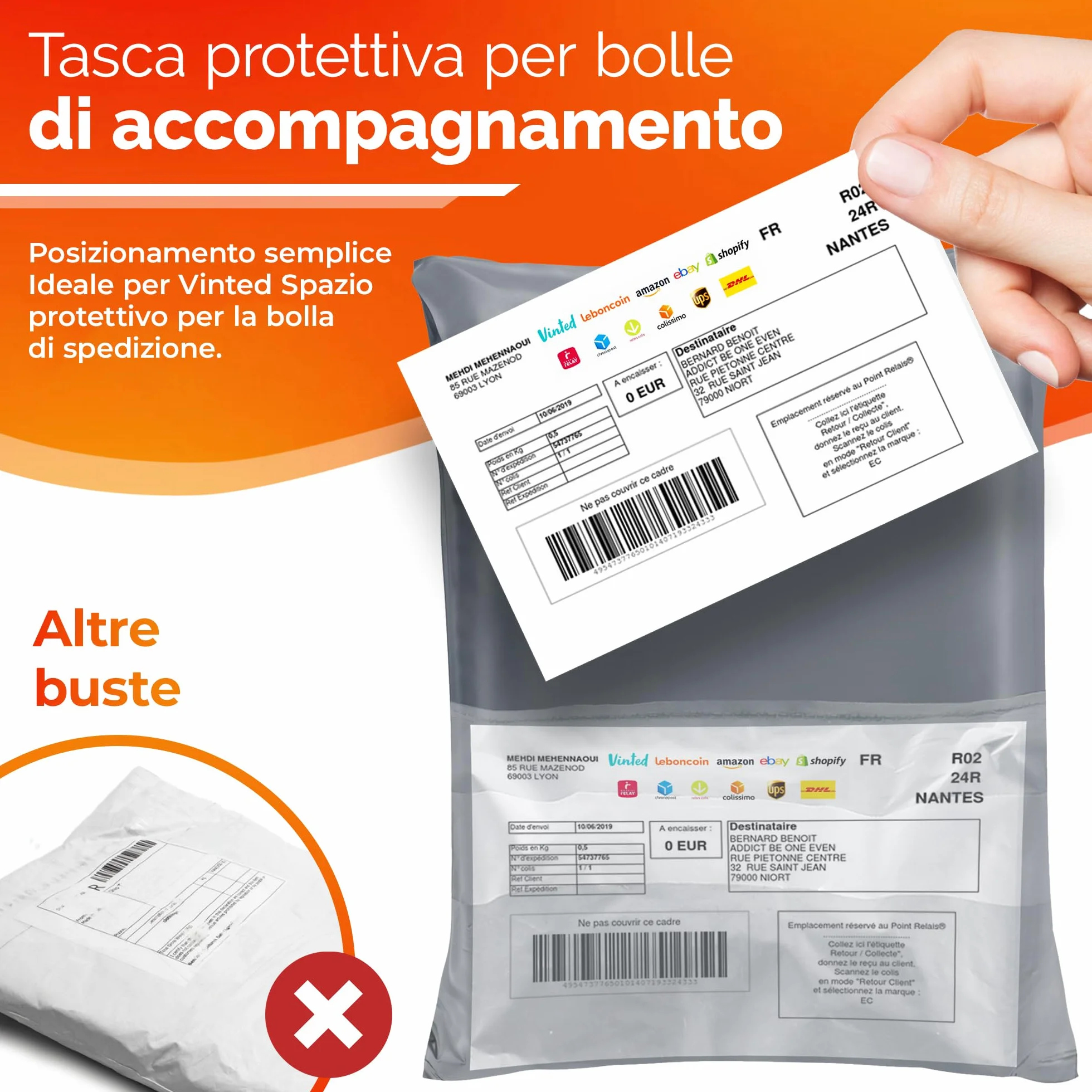 Buste per Spedizioni Vinted - Sacchetti Opaqui Auto-Adesivi - Confezione da 30