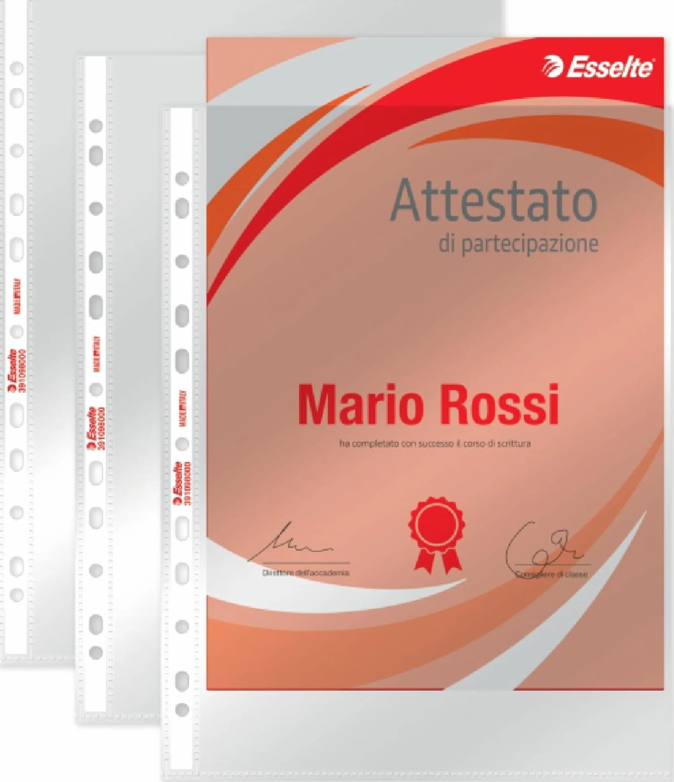 Esselte OXFORD SMART Buste per raccoglitori a perforazione universale A4, 400 pezzi, PP Lucido, con Scatola Multiuso