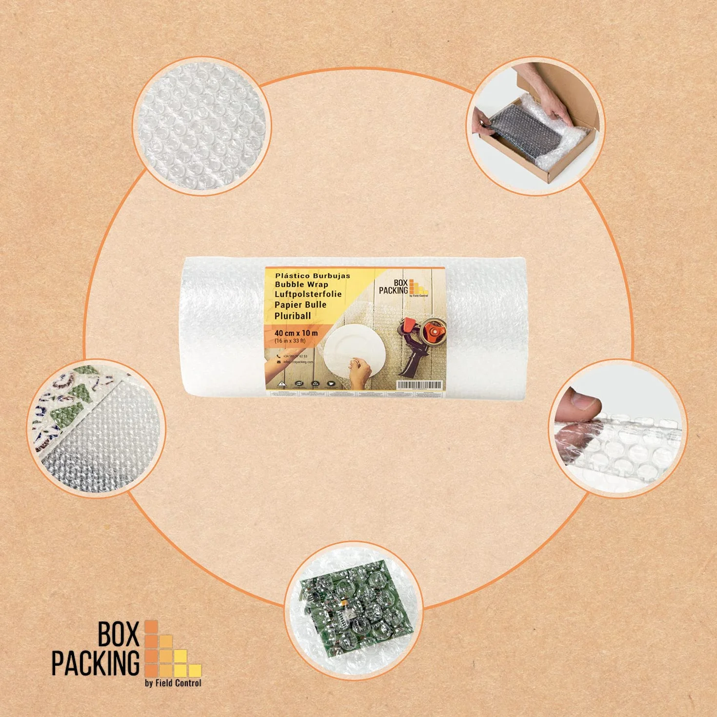 BOXPACKING | Pluriball Imballaggio | Plastica per imballagio | 40 cm x 10 m | Bubble Wrap | Imballagio per Spedizioni | Rotolo Pluriball | Protezione per oggetti fragili, traslochi e e-commerce