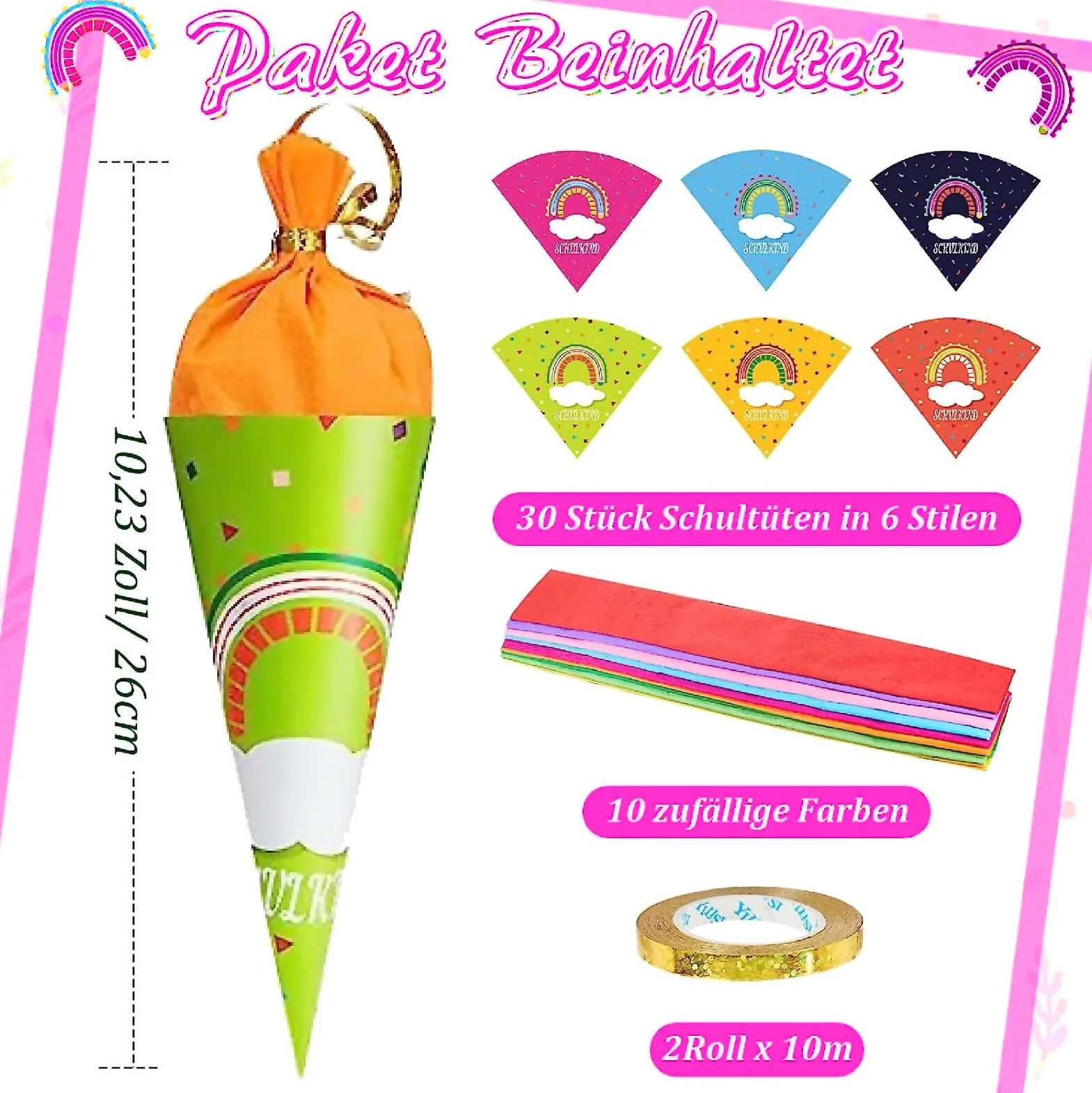 ANROI Geschwister Schultüten 18er Pack 25 cm