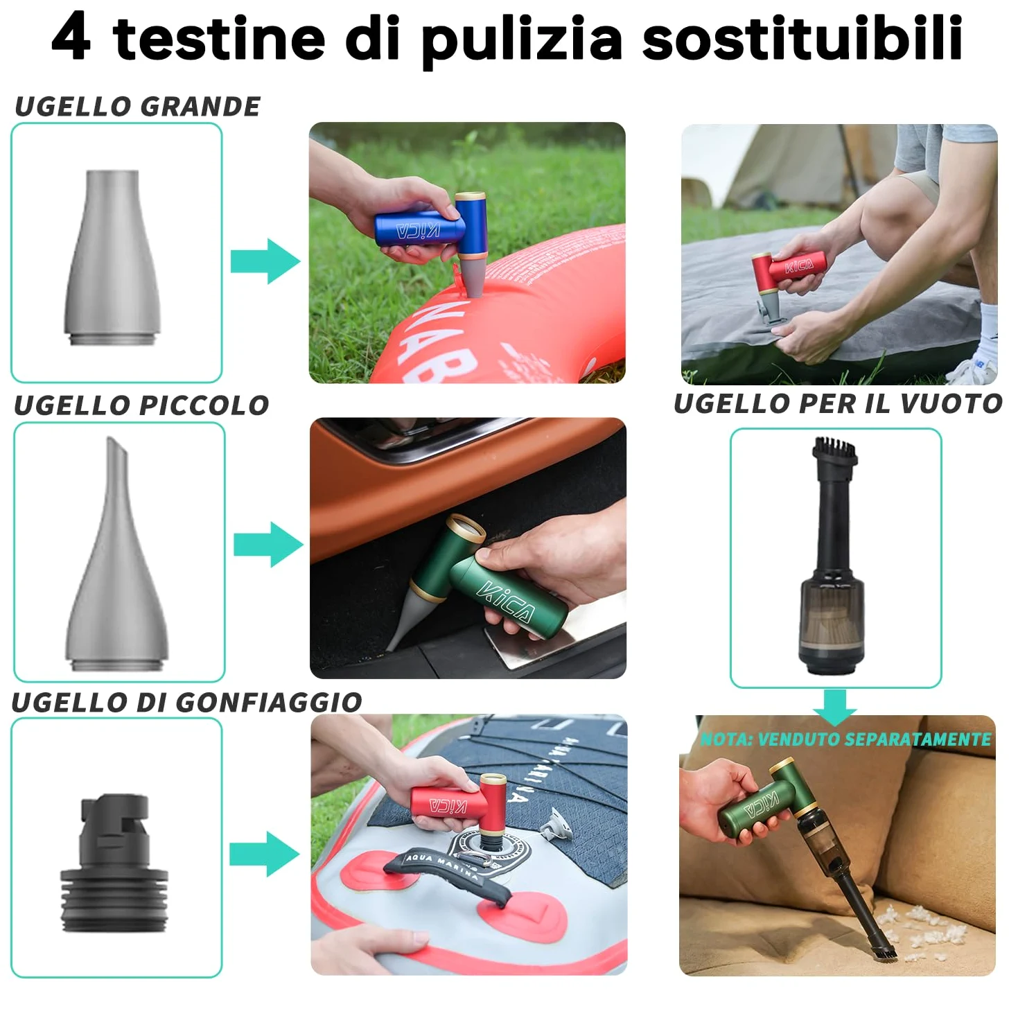 Kica JetFan 2S Aria Compressa Elettrico Air Duster,Spray Aria compressa da 117000RPM con Batteria da 1100mAh,Mini Soffiatore a Velocità Libera, per Tastiera,Pulizia PC,Pulizia della Casa,Nero