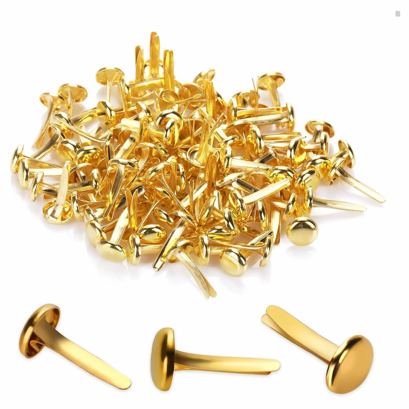 300 Pezzi Fermacampioni Dorati 8mm Clip Metalliche a Testa Tonda per Scrapbooking, Ufficio, Scuola
