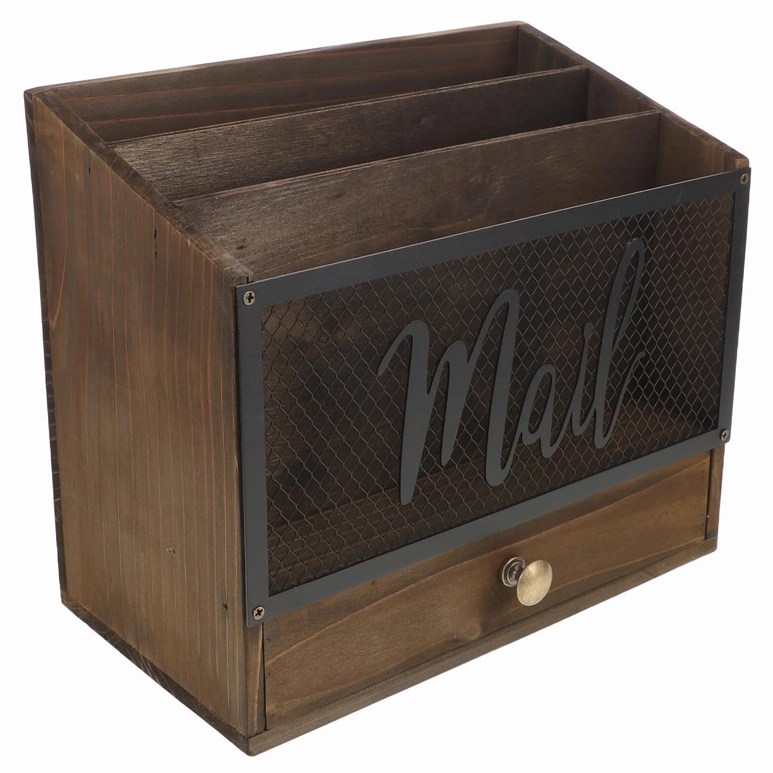 MAGICLULU Portadocumenti in Legno da Tavolo con Scomparti e Cassetto Organizer per Posta e Accessori da Scrivania Adatto per Documenti e Lettere