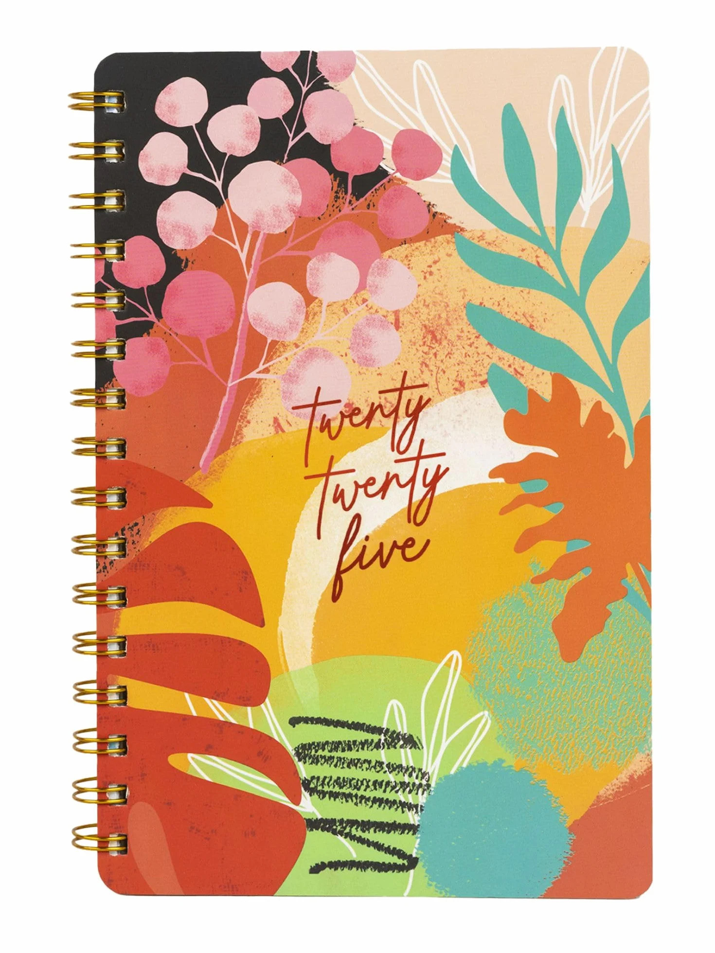 Doodle The Happiness - Agenda rigida A5 con oltre 100 adesivi, pagine annuali, mensili, giornaliere non datate, pagine per le attività, biglietti per appunti strappati e citazioni, 216 pagine a righe