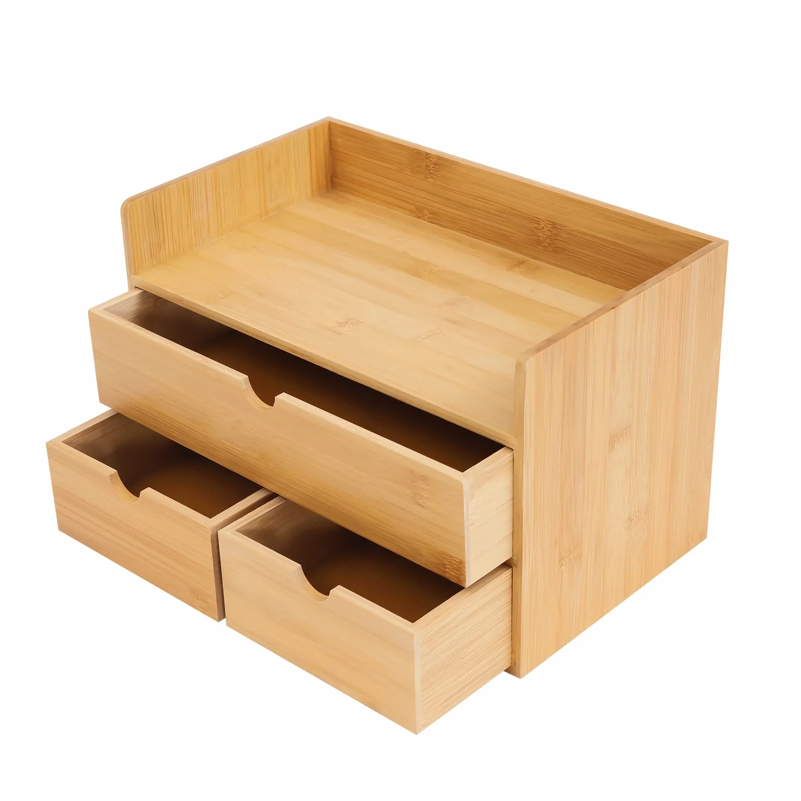 Cassettiera in bambù con 3 cassetti, 33 x 19 x 20 cm, per francobolli, note, clip di carta, forbici (da 2 a partire da 1 pareggio) (A1)
