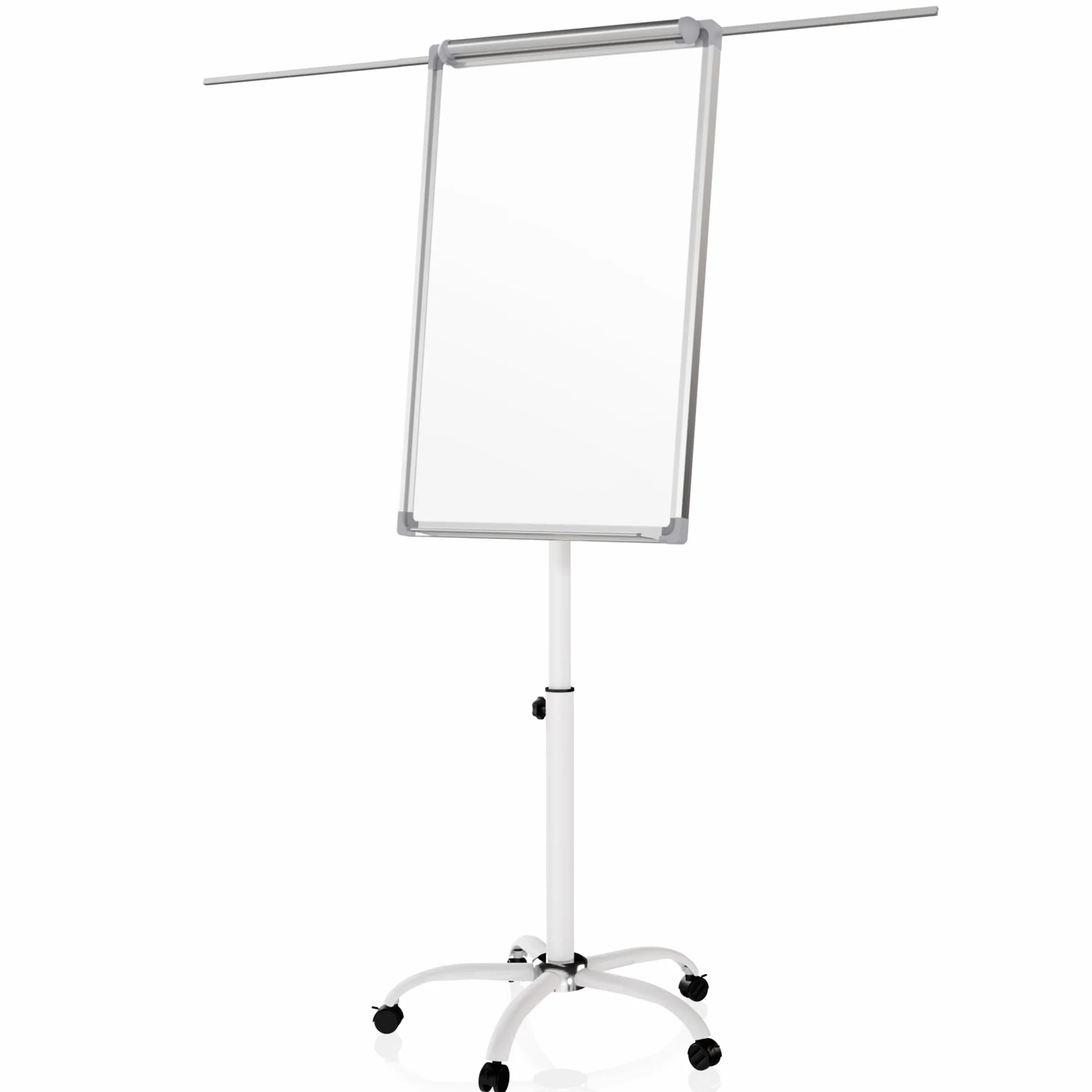 Jago® Lavagna a Fogli Mobili - con Ruote, 60 x 90 cm, Altezza Regolabile, 2 Bracci Estensibili, con Pennarelli, Magneti, Spugna - Lavagna Portablocco, Flipchart, Bacheca Magnetica