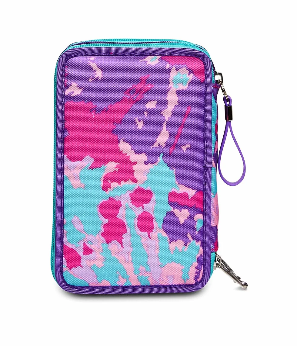 Seven Astuccio Scuola Elementare 3 scomparti con Matite Pennarelli Penne 3 Zip Trendy Heart Girl rosa/azzurro