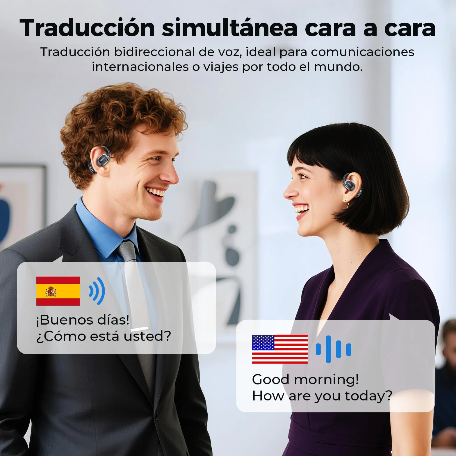 MINISO MS156 AI - Traduttore auricolare 3 in 1 in tempo reale con funzione di traduzione AI, 134 lingue traduttori auricolari per lavoro, viaggi e studio