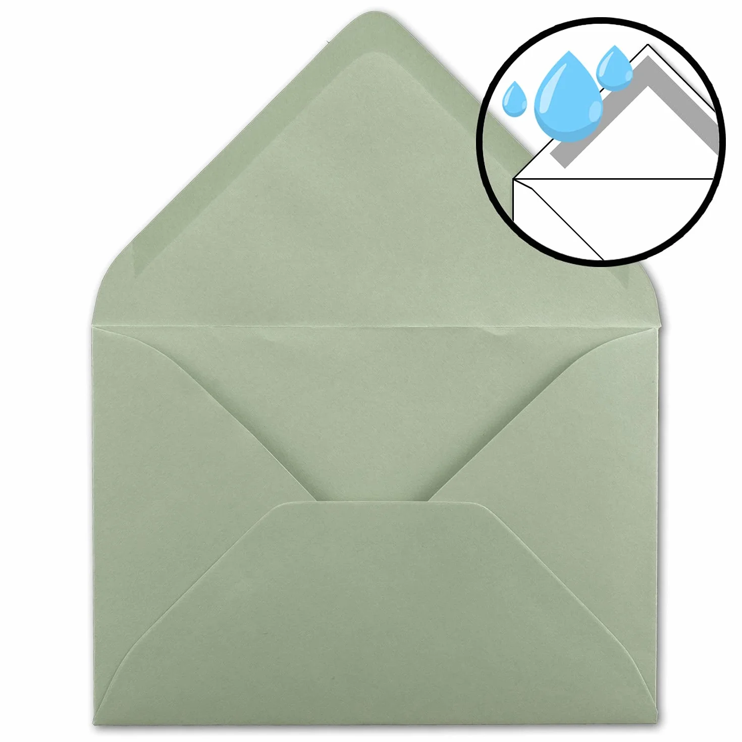 Buste DIN C5 22,0 x 15,4 cm Verde Eucalipto FarbenFroh 50 buste colla umida senza finestra Natale
