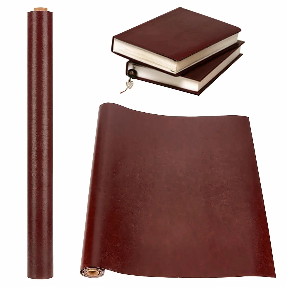 OLYCRAFT Copertina per Rilegatura in Similpelle 120x43cm Marrone Cocco Spessore 0.7mm