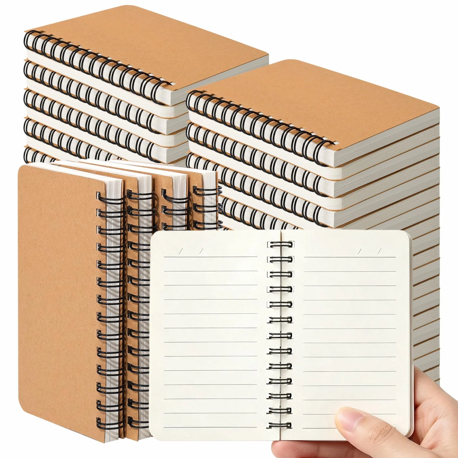 miikoul Quaderno a spirale formato A6, 7,6 x 12,7 cm, 60 fogli/120 pagine, copertina rigida a righe, per ufficio e rientro a scuola (120)