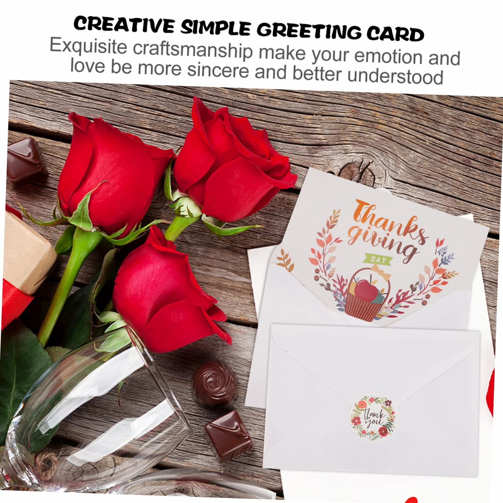 VILLCASE 60 Fogli biglietto d'auguri biglietti ringraziamento biglietto grazie carte messaggio biglietti d'auguri del festival biglietti per il del ringraziamento carte del festival