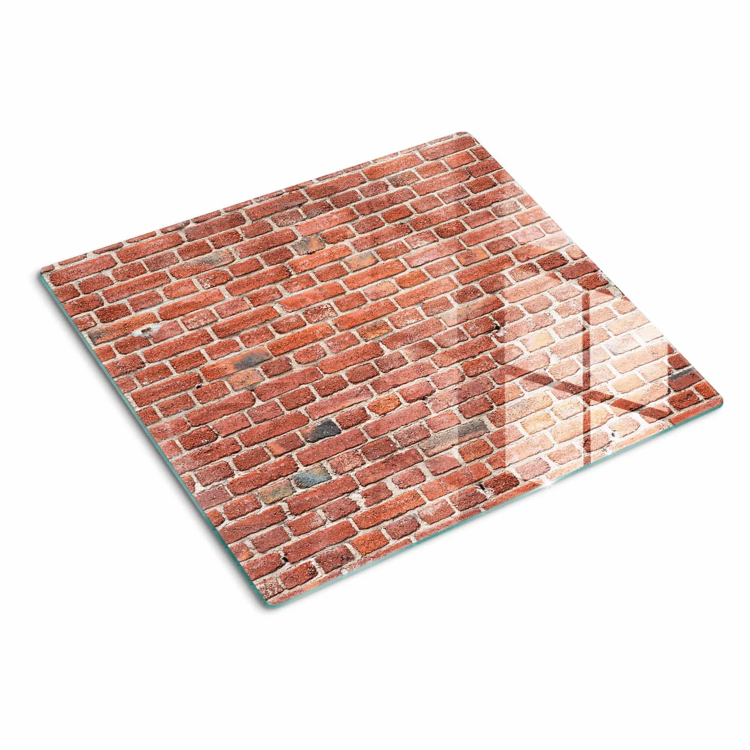 Tagliere in Vetro Protezione 60x52 cm Resistente al Calore Facile da Pulire da Cucina con Stampe con Piedini Antiscivolo Antigraffio Durevole e Igienico Rettangolare - Effetto muro di mattoni