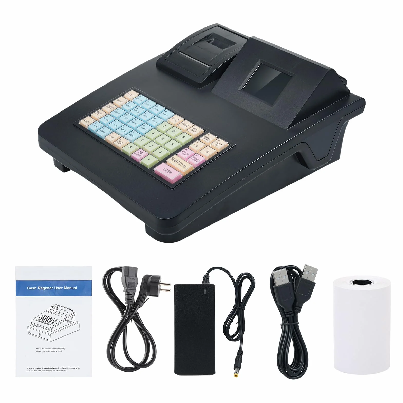 ZJchao Registratore di Cassa Elettronico T2MINI, Display 2,8 Pollici a 48 Tasti con Stampante Termica 58 Mm, Porta USB RS232 per Ristorante Al Dettaglio, Bar, Supermercato (Spina europea)