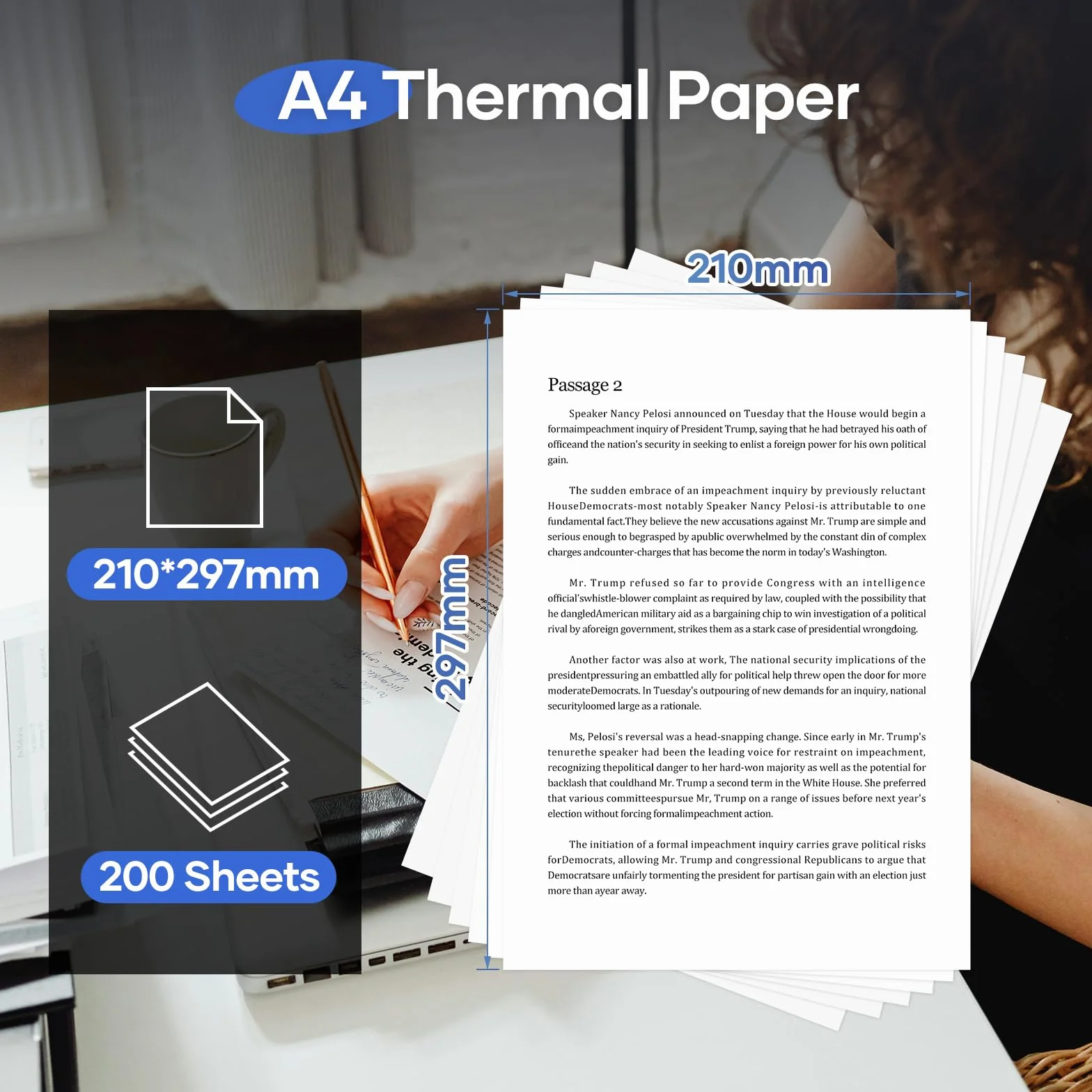 Carta termica A4 200 fogli 210x297 mm per stampante termica iDPRT HPRT PRT MT610