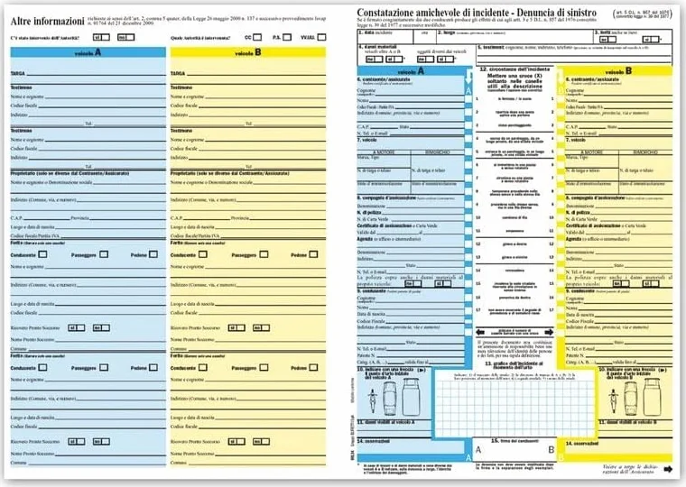 Generico 4 Moduli CID-CAI per Constatazione Amichevole di Incidente – Confezione da 4 – Modulo Blu Assicurazioni