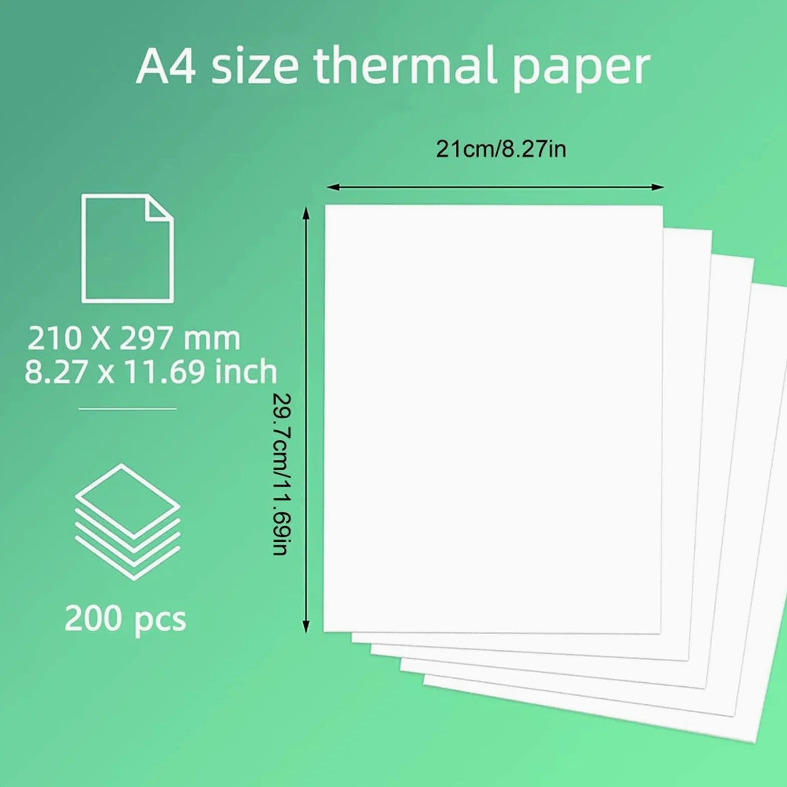 Carta Per Stampante A4 100/200 fogli A4 Carta termica pieghevole Stampa continua Riconoscimento automatico ufficiale(200Pcs)