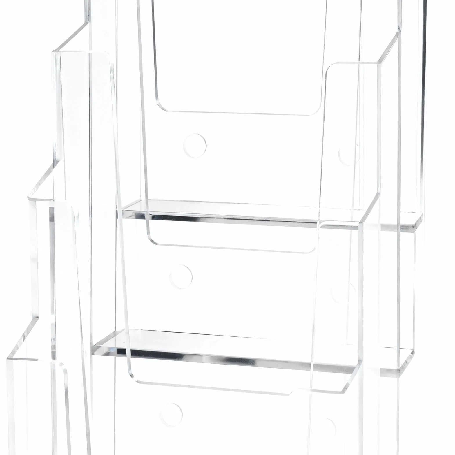 Porta opuscoli – organizer trasparente a 5 ripiani in acrilico – Espositore per brochure | per cartoline, documenti, poster, bancone, tavolo, ufficio, reception, , scuola, biblioteca
