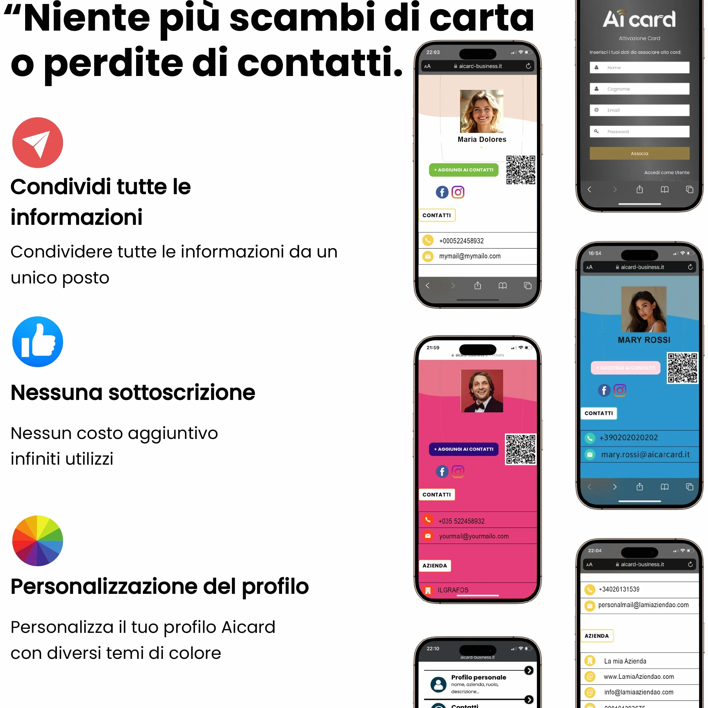 Biglietto da visita Digitale NFC Personalizzabile Aicard NERO Compatibile con smartphone Android e iOS