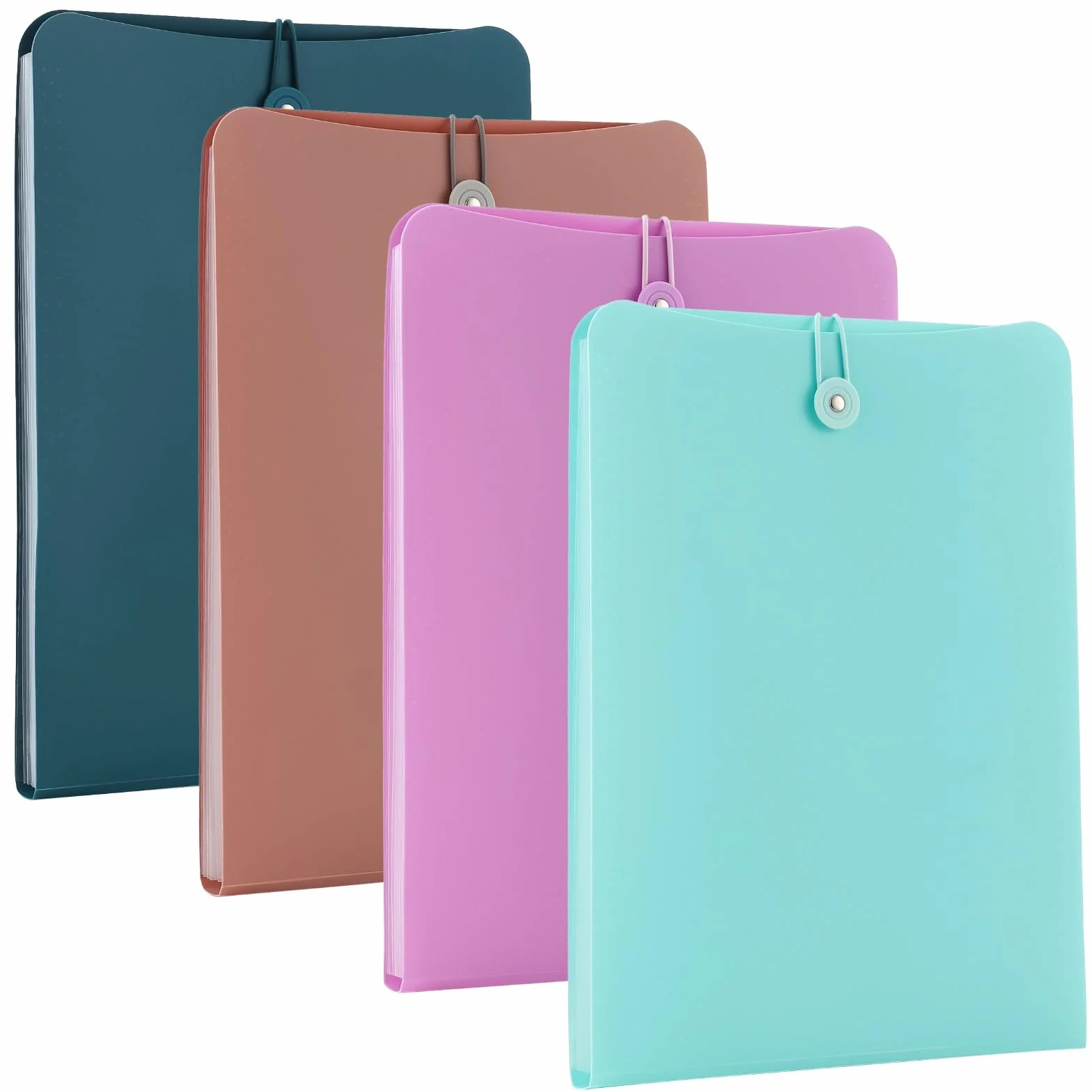4 cartelline verticali espandibili a fisarmonica, 7 tasche, organizer in plastica per documenti formato A4, con chiusura elastica, per documenti, banconote, ricevute