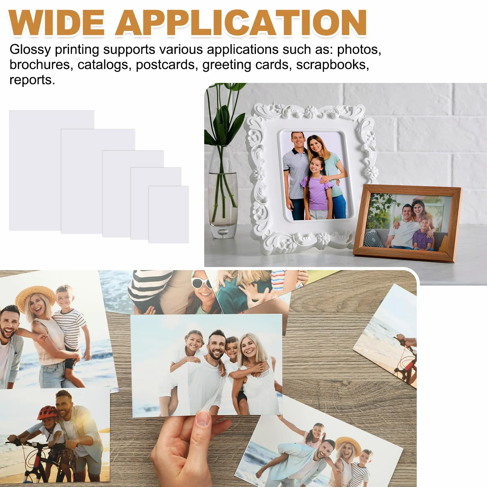 MECCANIXITY 100 fogli di carta fotografica lucida, 15,2 x 20,3 cm, 240 g/m², per stampanti a getto d'inchiostro, per realizzare immagini e biglietti di auguri