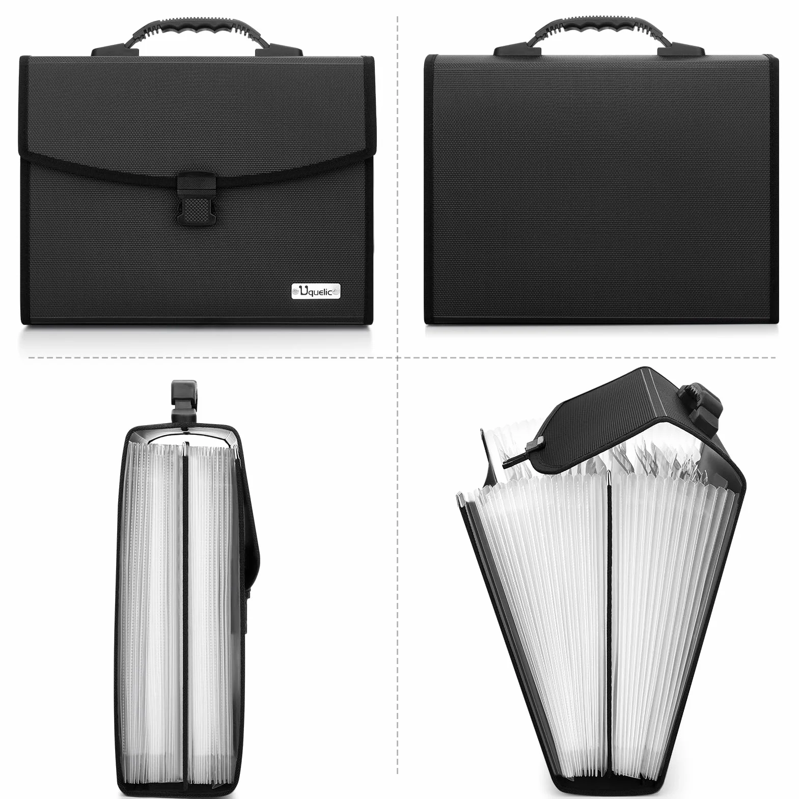 Uquelic 26 Tasche Upgrated Cartella Portadocumenti A4 Espandibile con Manico Espansione cartella dei file Cartelle a Soffietto, Plastica, Fisarmonica, Portariviste, Archiviare, Grande