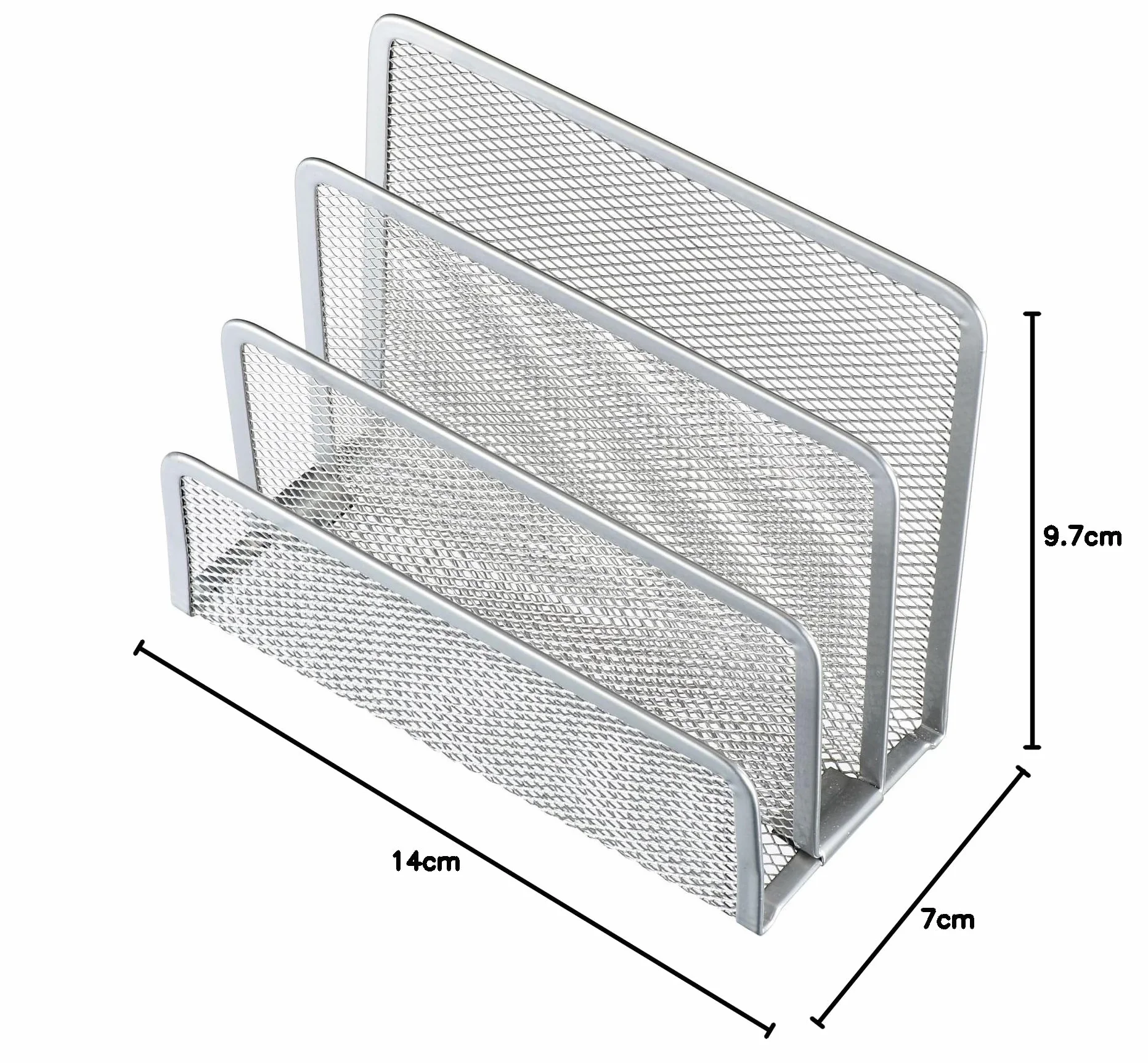 Porta-lettere a 3 scomparti in metallo 140 x 70 x 97 mm argento