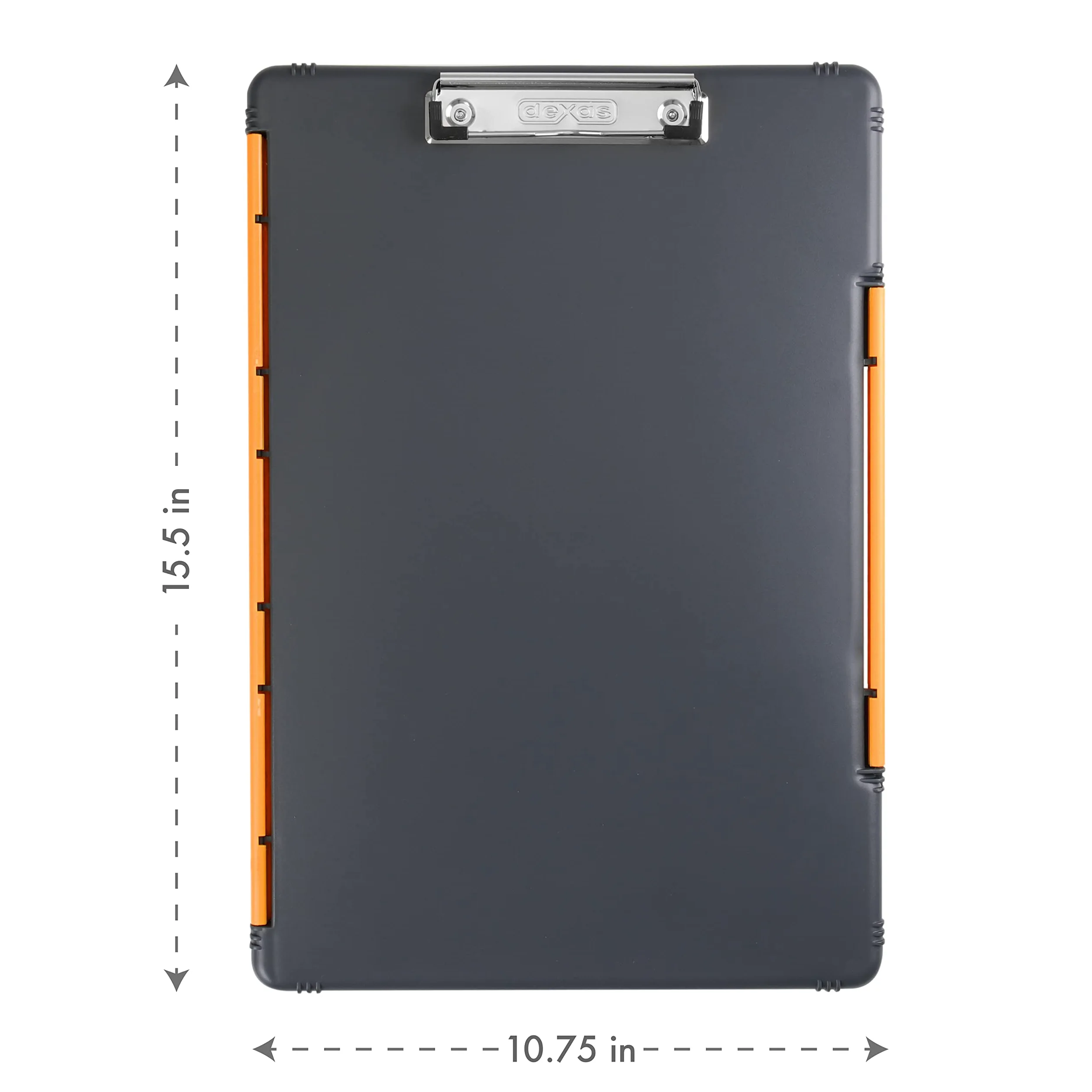 Dexas Portablocco, Formato legale, Grigio con Clip Arancione, 39,4 x 26,7 x 2,5 cm