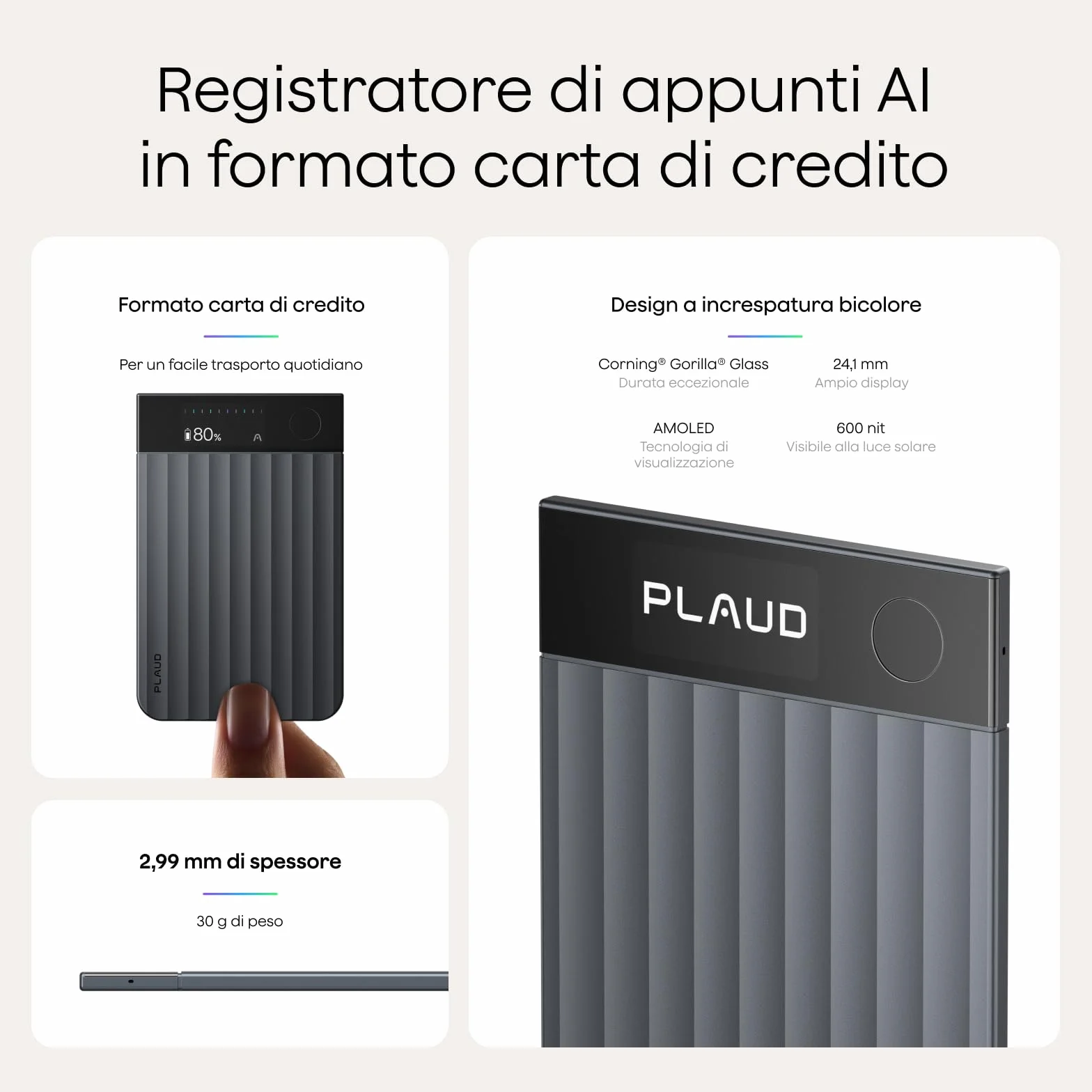 Plaud Note Pro Registratore Vocale AI 64GB Nero con Trascrizione Riassunti Chiamate Riunioni Lezioni Interviste fino a 50 ore
