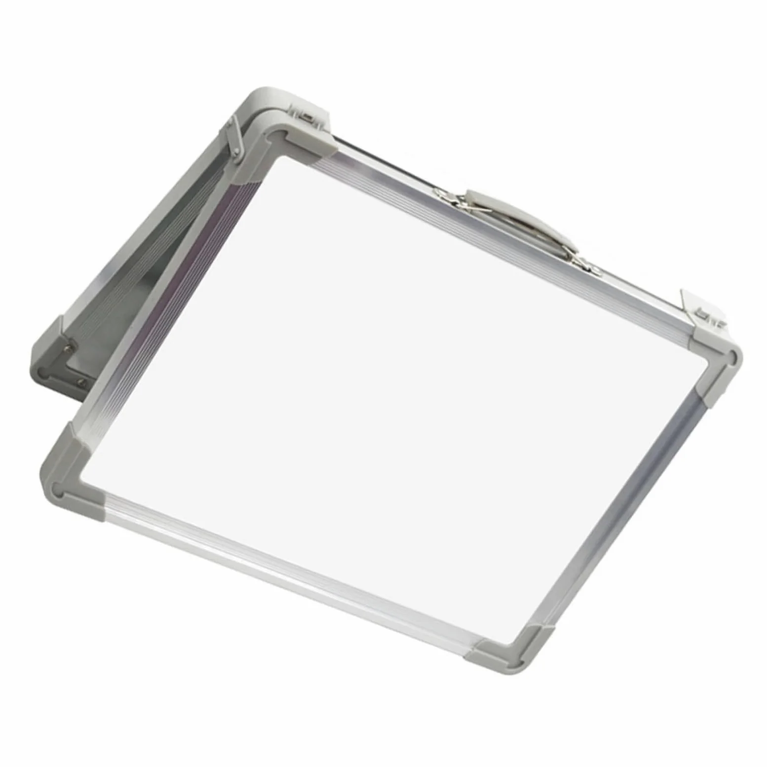 Luxshiny Mini Lavagna Bianca da Tavolo Bifacciale Pieghevole Supporto Regolabile in Alluminio, Lavagna Magnetica Cancellabile a Secco per Casa, Scuola e Ufficio