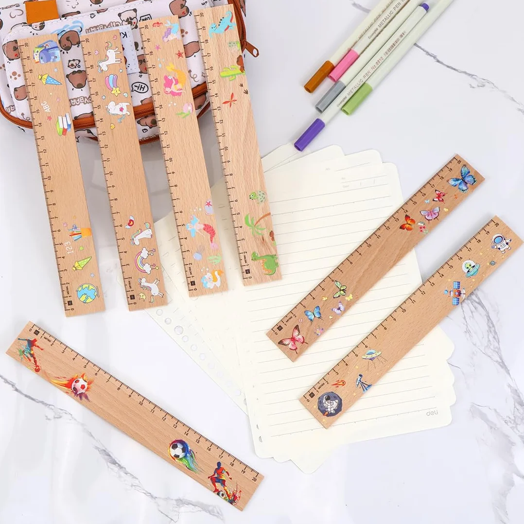Righello in Legno 20 cm Bambini Giocattolo Regalo Ritorno a Scuola